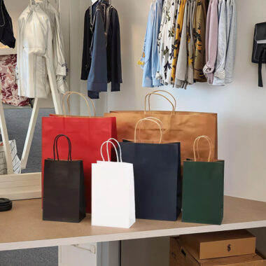 High-end eco-friendly shopping paper bags for retail packaging