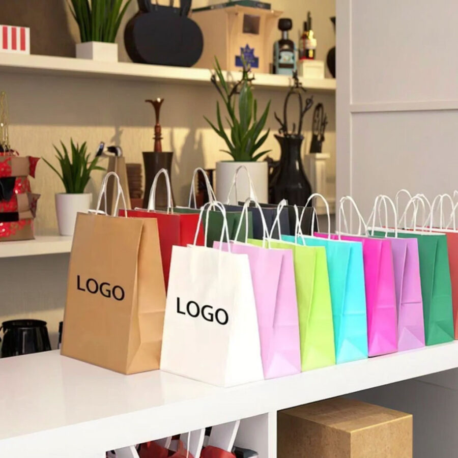 High-end eco-friendly shopping paper bags for retail packaging