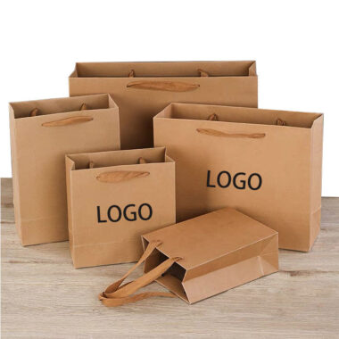 Luxury kraft shopping paper bags with handles for retail packaging