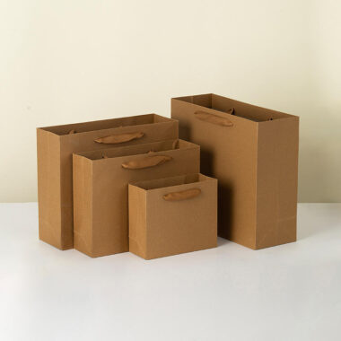 Luxury kraft shopping paper bags with handles for retail packaging