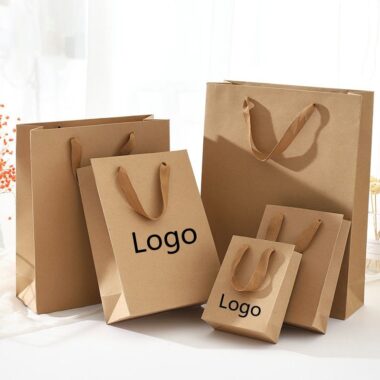 Luxury kraft shopping paper bags with handles for retail packaging