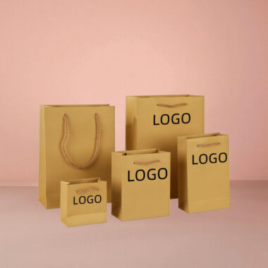 Luxury kraft shopping paper bags with handles for retail packaging