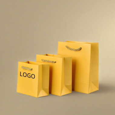 Luxury kraft shopping paper bags with handles for retail packaging