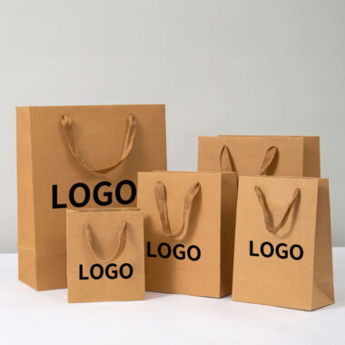 Luxury kraft shopping paper bags with handles for retail packaging