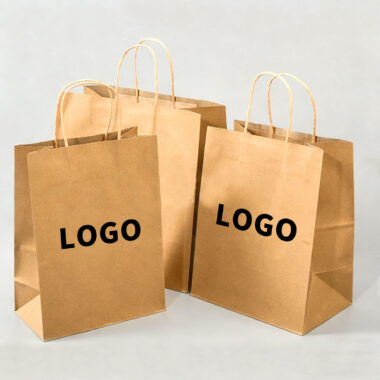 Luxury kraft shopping paper bags with handles for retail packaging
