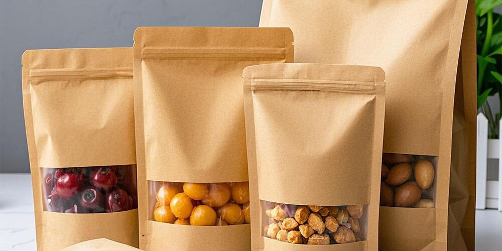 Food-grade paper pouches with window and zipper
