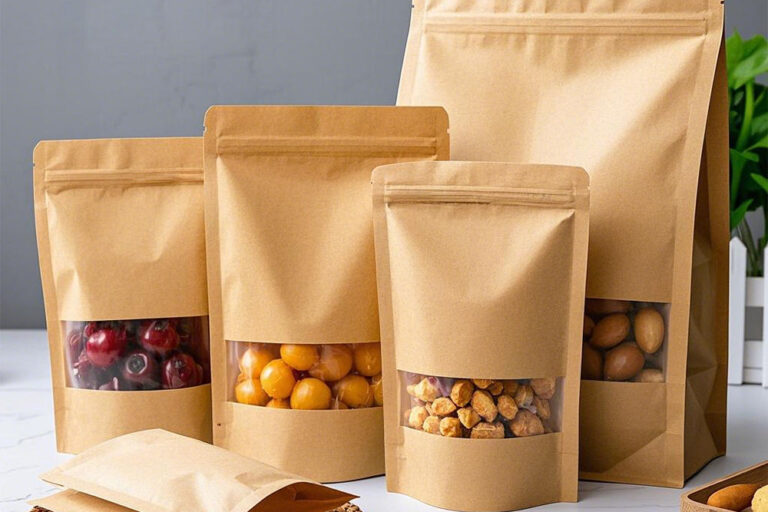 Paper Pouches with Transparent Window for Food Packaging (6) Food-grade paper pouches with window and zipper