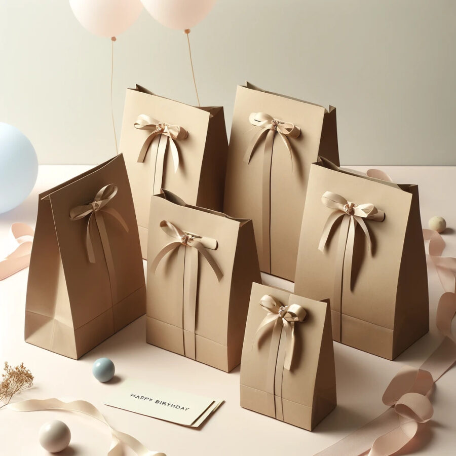 Luxury eco-friendly kraft paper gift bags with custom logo