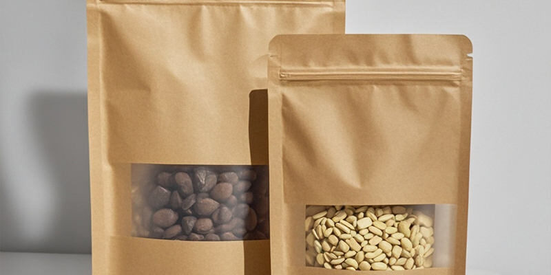Food-grade stand-up kraft paper pouch with clear window
