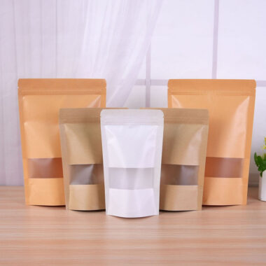 Food-grade stand-up kraft paper pouch with clear window