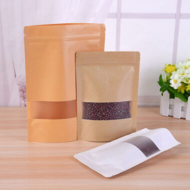 Food-grade stand-up kraft paper pouch with clear window