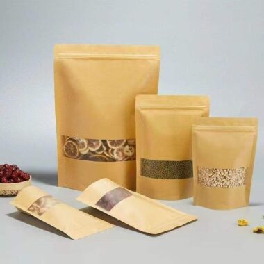 Food-grade stand-up kraft paper pouch with clear window
