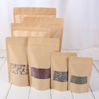 Food-grade stand-up kraft paper pouch with clear window