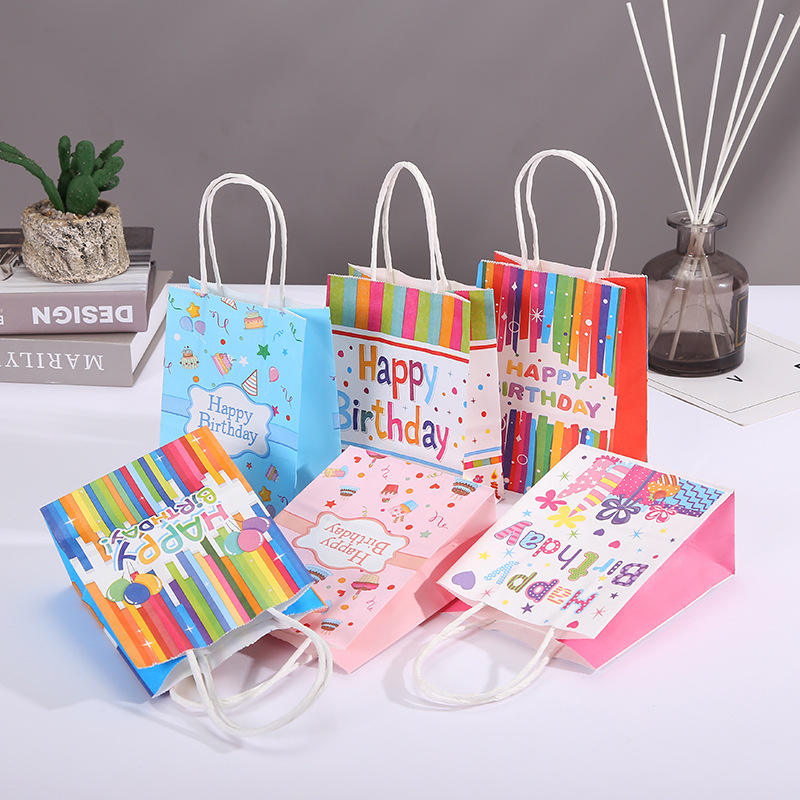 Eco-friendly Happy Birthday kraft paper gift bags