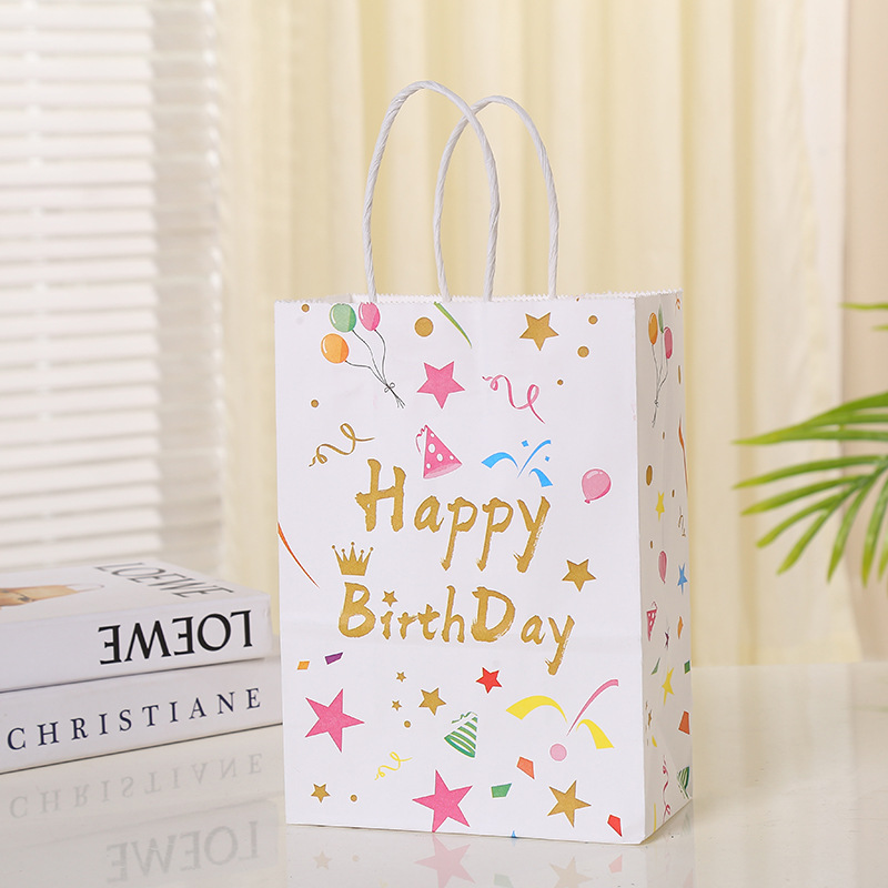Eco-friendly Happy Birthday kraft paper gift bags