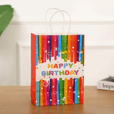 Eco-friendly Happy Birthday kraft paper gift bags