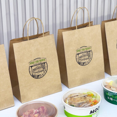 Durable eco-friendly kraft paper bags with handles