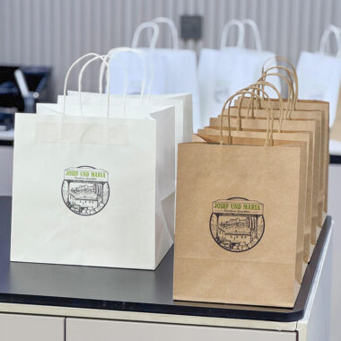 Durable eco-friendly kraft paper bags with handles