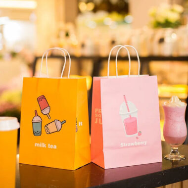 Durable eco-friendly kraft paper bags with handles