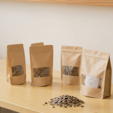Food-grade recyclable paper pouches with zipper