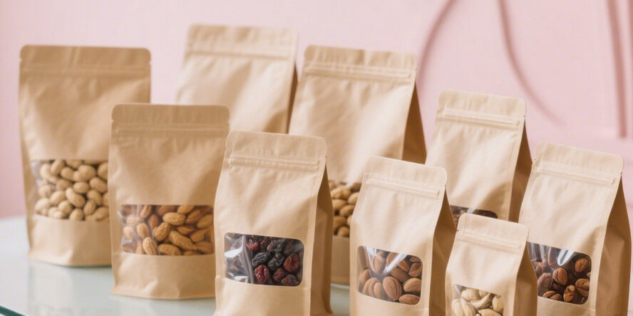 Food-grade recyclable paper pouches with zipper