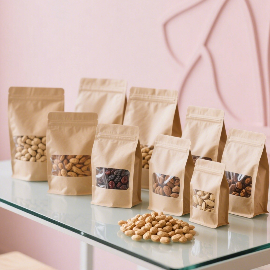 Food-grade recyclable paper pouches with zipper