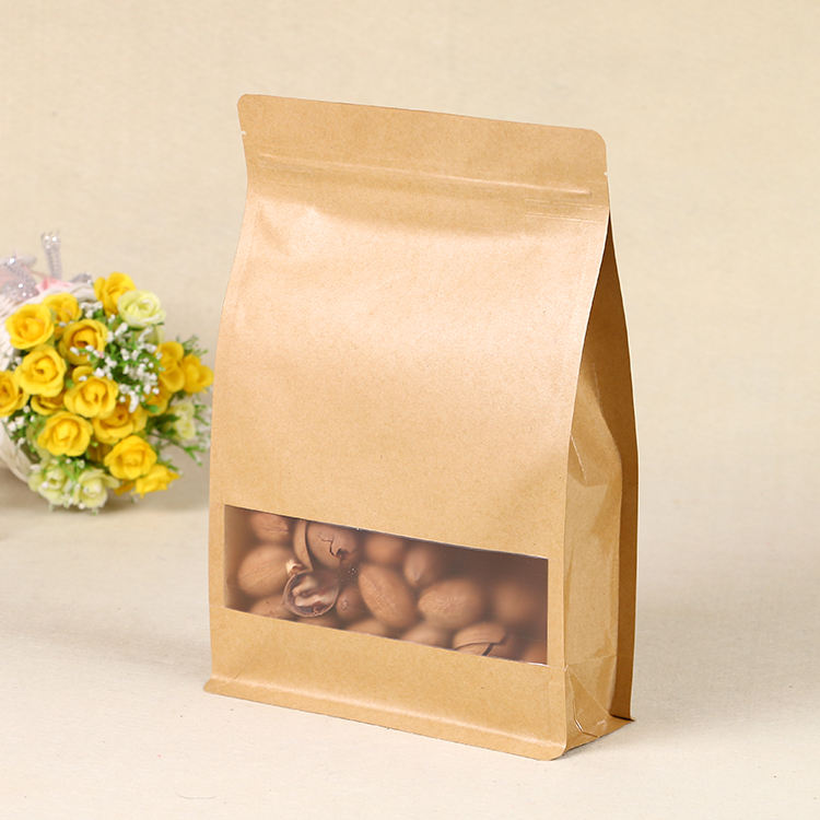 Biodegradable paper pouch with half transparent window