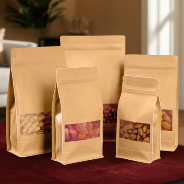 Biodegradable paper pouch with half transparent window