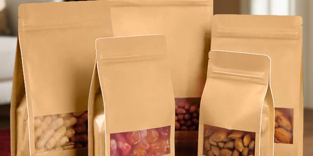 Biodegradable paper pouch with half transparent window