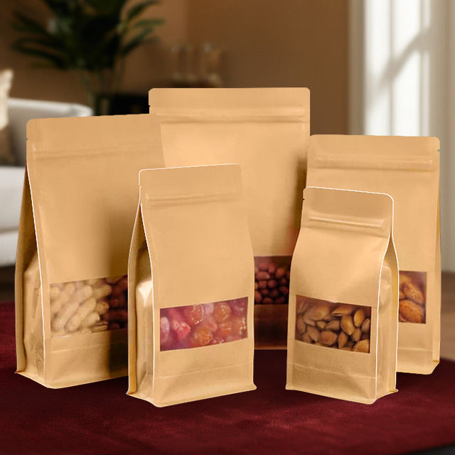 Biodegradable paper pouch with half transparent window