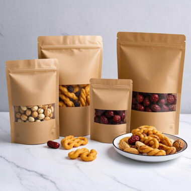 Biodegradable paper pouch with half transparent window