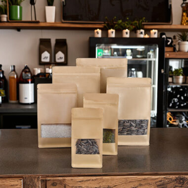 Biodegradable paper pouch with half transparent window