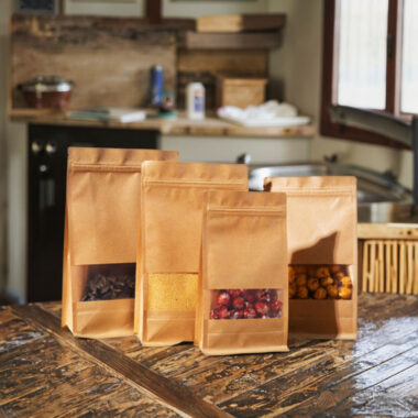 Biodegradable paper pouch with half transparent window