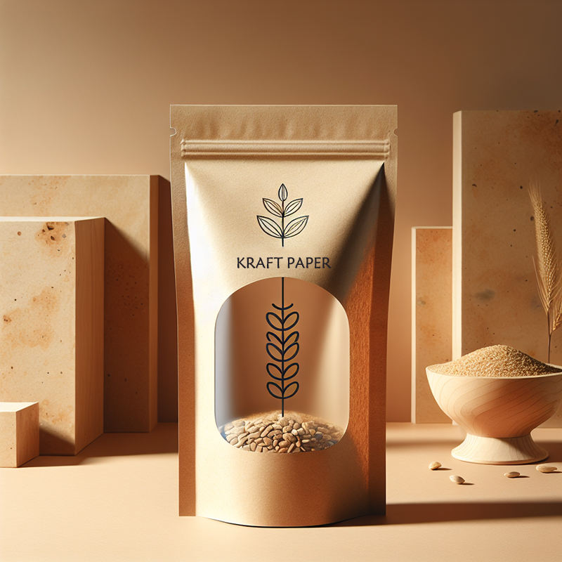 Resealable kraft paper pouches with transparent window