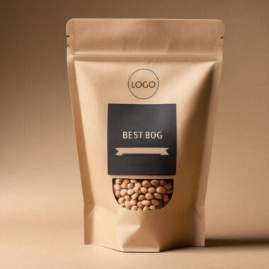 Resealable kraft paper pouches with transparent window