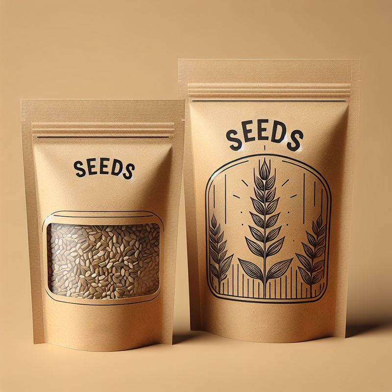 Resealable kraft paper pouches with transparent window