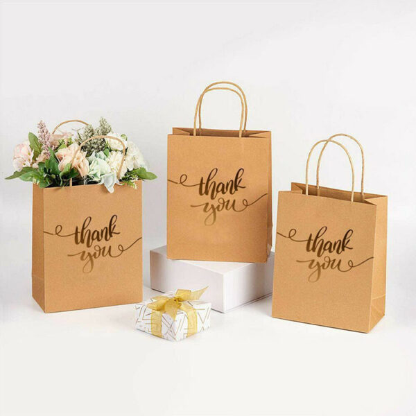 Eco-friendly recyclable kraft paper bags for bakery and retail use