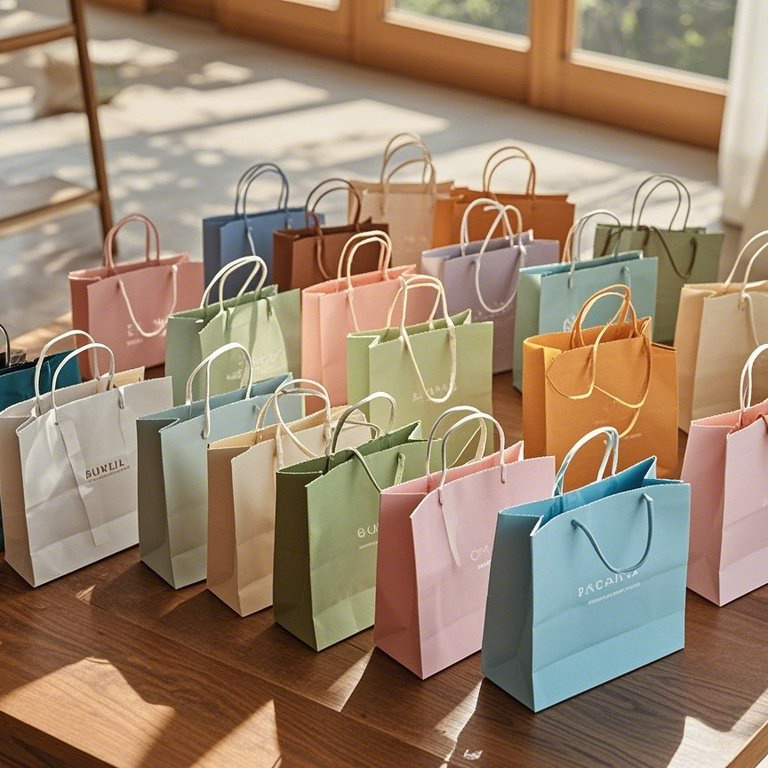 Eco-friendly kraft paper shopping bags for retail and grocery stores