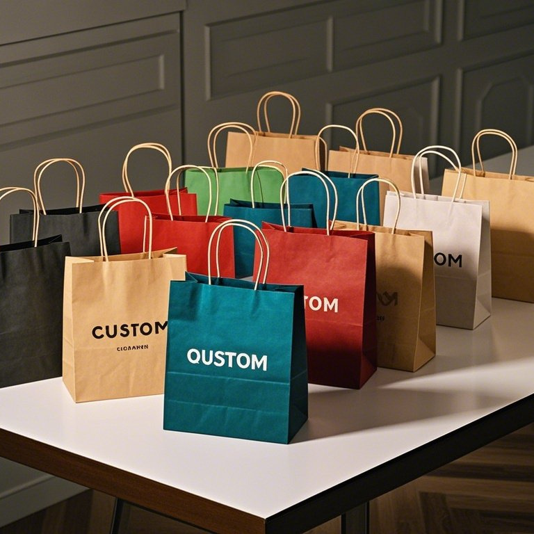 Eco-friendly kraft paper shopping bags for retail and grocery stores