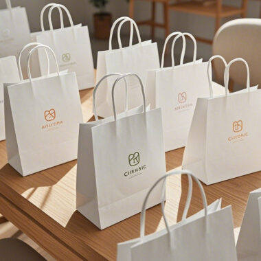 Eco-friendly kraft paper shopping bags for retail and grocery stores
