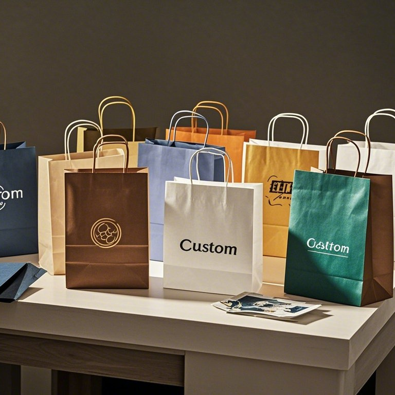 Eco-friendly kraft paper shopping bags for retail and grocery stores