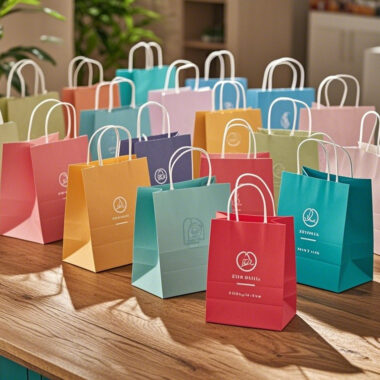Eco-friendly kraft paper shopping bags for retail and grocery stores