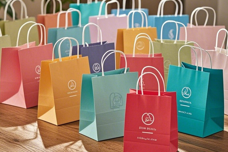 Eco-friendly kraft paper shopping bags for retail and grocery stores