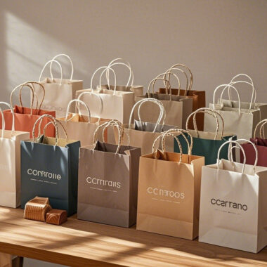 Eco-friendly kraft paper shopping bags for retail and grocery stores