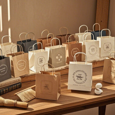 Eco-friendly kraft paper shopping bags for retail and grocery stores
