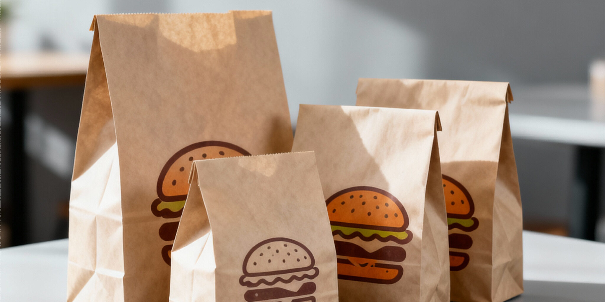 Food grade kraft paper bags for bread sushi burger packaging