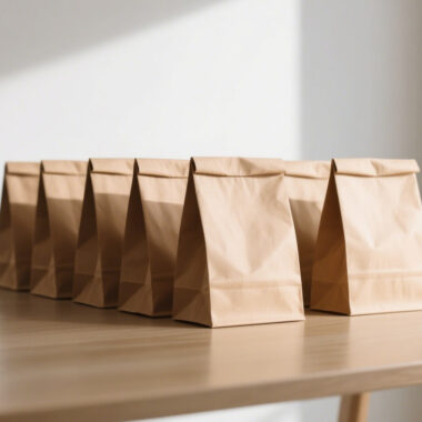 Thick durable kraft paper bags for bakery and coffee shop use
