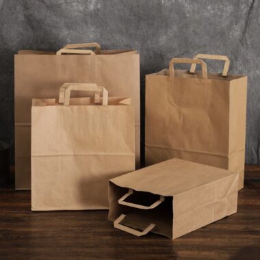 Biodegradable food grade handle kraft paper bags for gift shopping