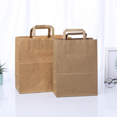 Biodegradable food grade handle kraft paper bags for gift shopping