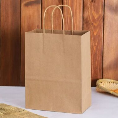 Biodegradable food grade handle kraft paper bags for gift shopping